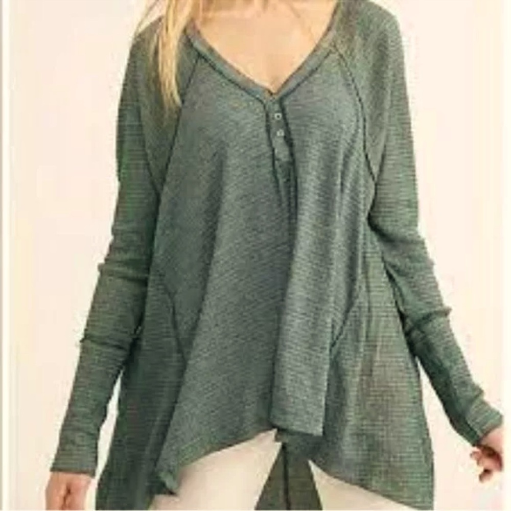 We the Free Citrine Green Long Sleeve Tunic Top